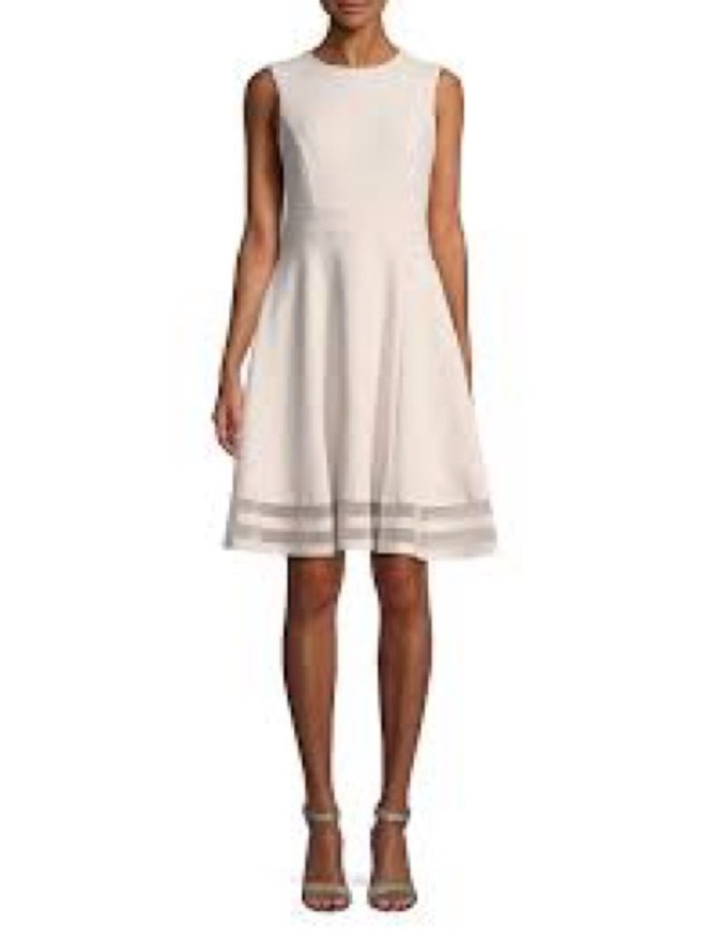 Sleeveless Light Pink Fit-and-Flare Dress with Sheer Hem